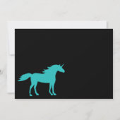 ティール(緑がかった色)ユニコーンアンドレインボーガールズ誕生日招待状 招待状 (裏面)