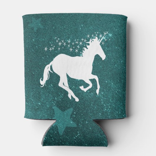 ティール(緑がかった色)ユニコーンパーソナライズされたクーラーボックス 缶クーラー (裏面)