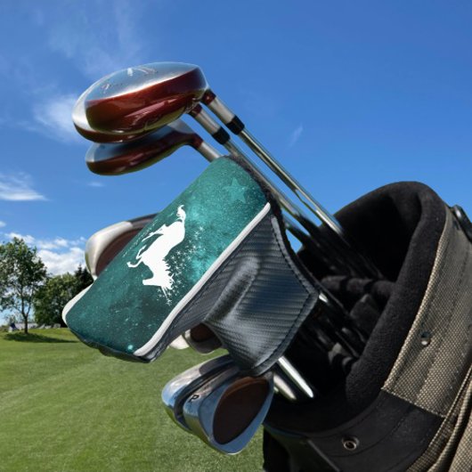 ティール（緑がかった色）ユニコーンパーソナライズされたゴルフヘッドカバー ゴルフヘッドカバー