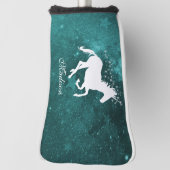 ティール（緑がかった色）ユニコーンパーソナライズされたゴルフヘッドカバー ゴルフヘッドカバー (回転90)