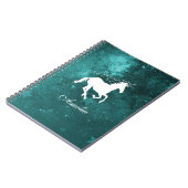 ティール（緑がかった色）ユニコーンパーソナライズされたノート ノートブック (左側)