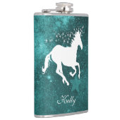 ティール(緑がかった色)ユニコーンパーソナライズされたフラスコ フラスク (右)