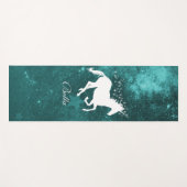 ティール（緑がかった色）ユニコーンパーソナライズされたヨガマット ヨガマット (正面(横))