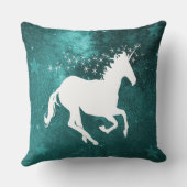 ティール（緑がかった色）ユニコーンパーソナライズされた装飾用クッション クッション (裏面)