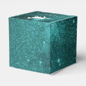 ティール（緑がかった色）ユニコーン結婚式の引き出物ボックス フェイバーボックス (裏面サイド)