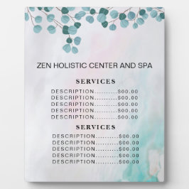 ティール（緑がかった色）ユーカリスパサロンサービス価格メニュー フォトプラーク