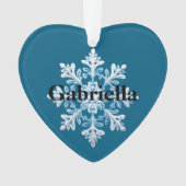 ティール（緑がかった色）ライトブルーホワイトスノーフレーククリスマス名 オーナメント (正面)