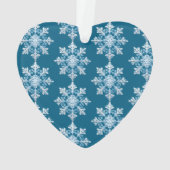 ティール（緑がかった色）ライトブルーホワイトスノーフレーククリスマス名 オーナメント (裏面)