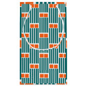 ティール（緑がかった色）ラインとボックス スモールペーパーバッグ (裏面)