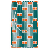 ティール（緑がかった色）ラインとボックス スモールペーパーバッグ (正面)