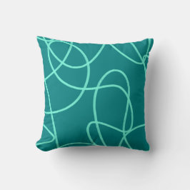 ティール（緑がかった色）ラインアート クッション