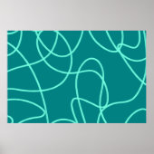 ティール（緑がかった色）ラインアート ポスター (正面)