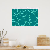 ティール（緑がかった色）ラインアート ポスター (キッチン)