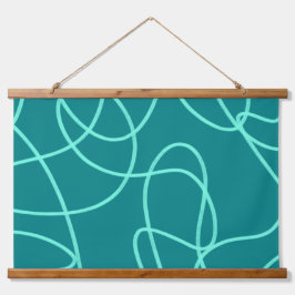 ティール（緑がかった色）ラインアート 吊り下げ型タペストリー