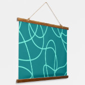 ティール（緑がかった色）ラインアート 吊り下げ型タペストリー (傾斜あり)