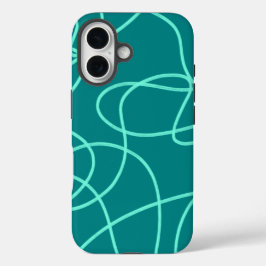 ティール（緑がかった色）ラインアート iPhone 16ケース