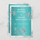 ティール(緑がかった色)ラインストーンジュエル(大理石縁ど付き) セーブザデート (正面/裏面)