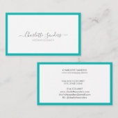 ティール（緑がかった色）ラグジュアリーミニマルシックモダンタイポグラフィ 名刺 (正面/裏面)