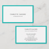 ティール(緑がかった色)ラグジュアリーミニマルシック 名刺 (正面/裏面)