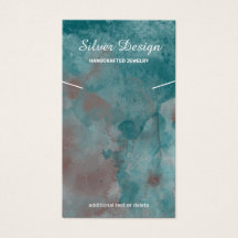 ティール（緑がかった色）ラスティーブラウウォータカラーネックレス – ディスプレイカード