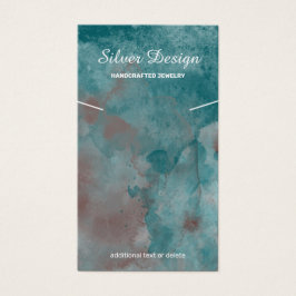 ティール（緑がかった色）ラスティーブラウウォータカラーネックレス – ディスプレイカード