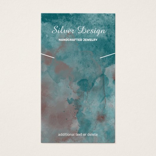 ティール（緑がかった色）ラスティーブラウウォータカラーネックレス – ディスプレイカード (正面)