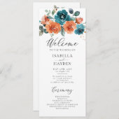 ティール（緑がかった色）ラストオレンジ素朴フローラウォーター結婚カラー プログラム (正面/裏面)