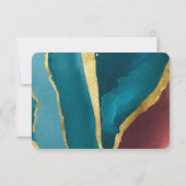 ティール(緑がかった色)ラストクリーム瑪瑙ストーンセーブ日付 招待状 (裏面)