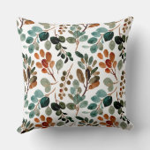 ティール(緑がかった色)ラストセージ緑の茶色葉の秋 クッション (裏面)