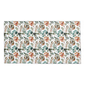 ティール(緑がかった色)ラストセージ緑の茶色葉の秋 枕カバー (裏面-左)