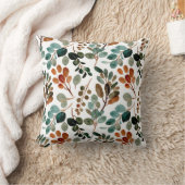 ティール（緑がかった色）ラストセージ葉グリーン秋秋 クッション (ブランケット)