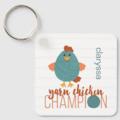ティール(緑がかった色)&ラストヤーンチキンチャンピオンキーチェーン キーホルダー (正面)
