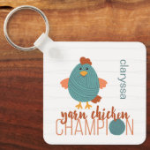 ティール(緑がかった色)&ラストヤーンチキンチャンピオンキーチェーン キーホルダー (正面)