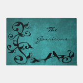 ティール（緑がかった色）ラブバパーソナライズされたズ様式 ドアマット (正面)