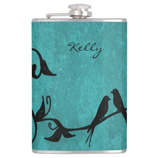 ティール(緑がかった色)ラブバパーソナライズされたリズフラスコ フラスク (正面)