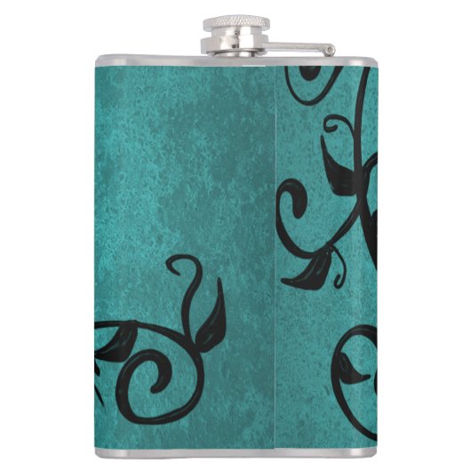 ティール(緑がかった色)ラブバパーソナライズされたリズフラスコ フラスク (裏面)