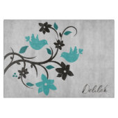 ティール(緑がかった色)ラブバパーソナライズされたーズ切断板 カッティングボード (正面)