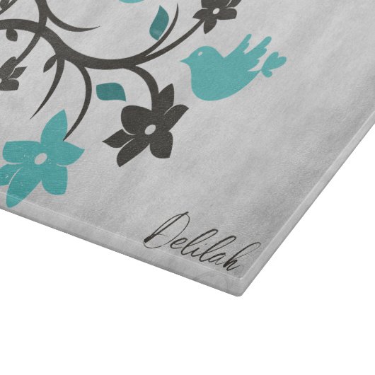 ティール(緑がかった色)ラブバパーソナライズされたーズ切断板 カッティングボード (角)