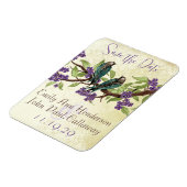 ティール(緑がかった色)ラブバーズパープルさくらんぼの花 マグネット (左側)