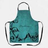 ティール(緑がかった色)ラブバードパーソナライズされたエプロン エプロン (正面)