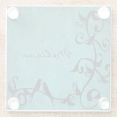 ティール（緑がかった色）ラブバードパーソナライズされたガラスコースター ガラスコースター (裏面)