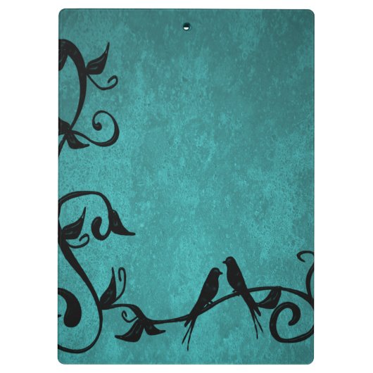 ティール(緑がかった色)ラブバードパーソナライズされたクリップボード クリップボード (裏面)