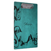 ティール(緑がかった色)ラブバードパーソナライズされたクリップボード クリップボード (右)