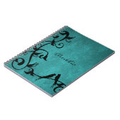 ティール（緑がかった色）ラブバードパーソナライズされたノート ノートブック (左側)