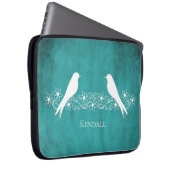 ティール（緑がかった色）ラブバードフローラつる植物ラップトップスリーブ ラップトップスリーブ (正面右)