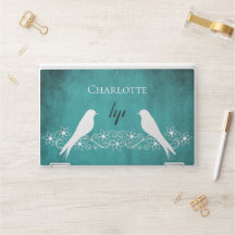 ティール（緑がかった色）ラブバードフローラつる植物HPノートパソコンスキン