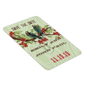 ティール（緑がかった色）ラブバードレッドさくらんぼの花 マグネット (右側)