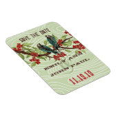 ティール(緑がかった色)ラブバードレッドさくらんぼの花 マグネット (右側)