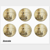 ティール(緑がかった色)ラブバード金ゴールド結婚ズシール ラウンドシール (シート)