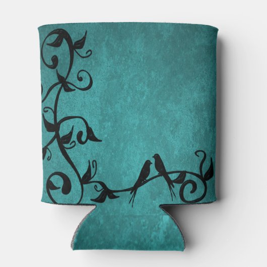 ティール(緑がかった色)ラベパーソナライズされたバクールバス 缶クーラー (裏面)